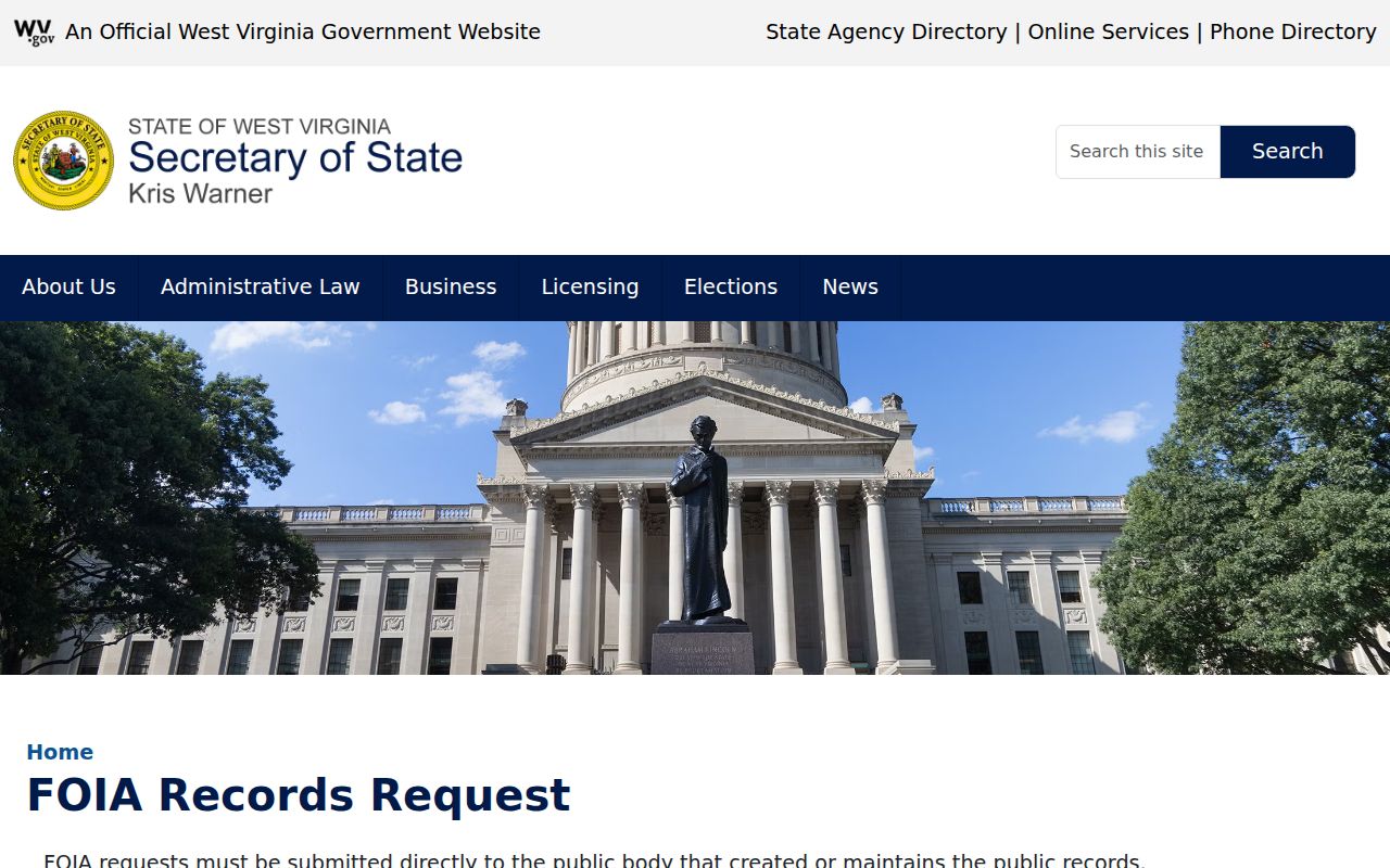 West Virginia FOIA records request guidance
